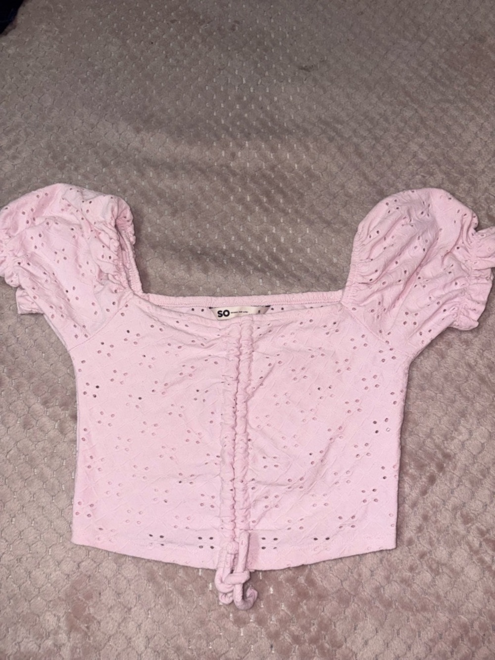 SO Pale Pink Off The Shoulder Cropped Top